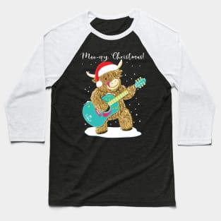 Scottish Highland Cow Plays Guitar At Christmas Baseball T-Shirt